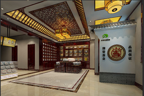 贵阳古朴典雅的中式茶叶店大堂设计效果图